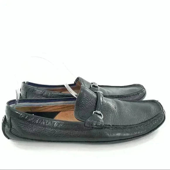 J&M flex Johnston & Murphy loafers size 10 black leather horsebit driving - Picture 3 of 13